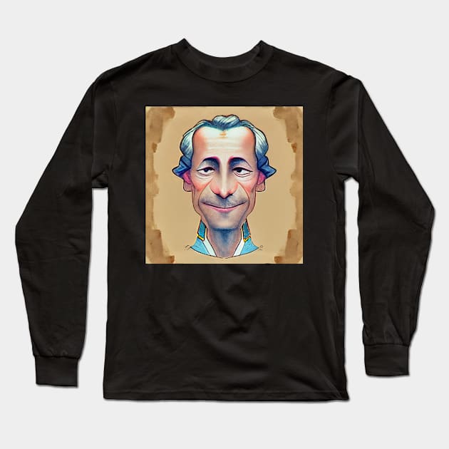 Montesquieu Portrait | Cartoon Style Long Sleeve T-Shirt by Classical
